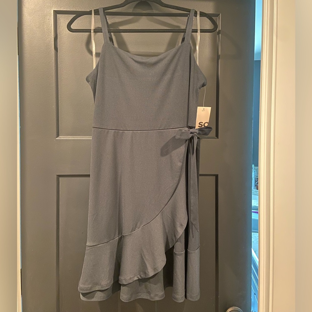 SO Faux Wrap Black Dress Sz L